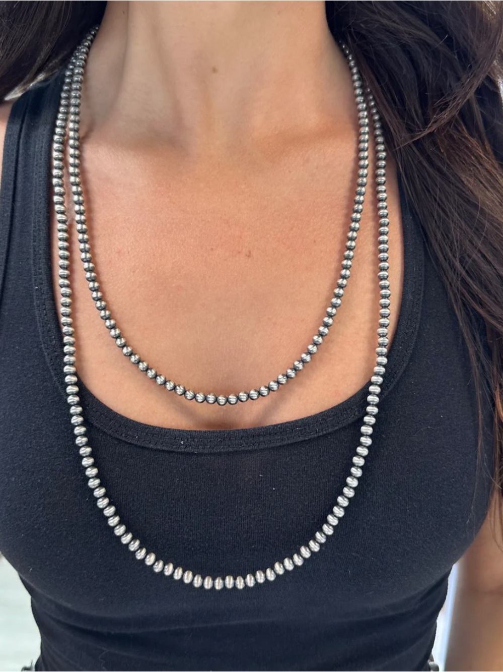 Navajo Pearl Sterling Silver Beaded Necklace - Timeless Women's Jewelry - Picture 5 of 5